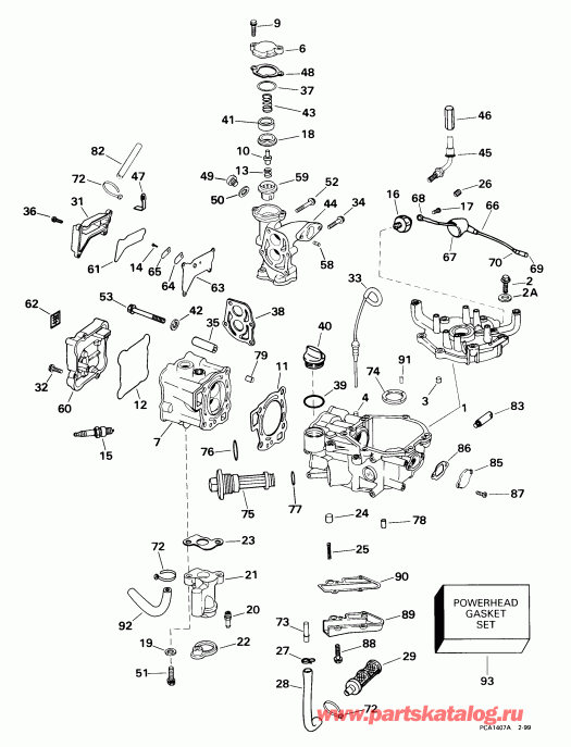 �������� ��������� ����� EVINRUDE E5RBL4EER 1999  - linder & Crankcase - linder & ������ ���������