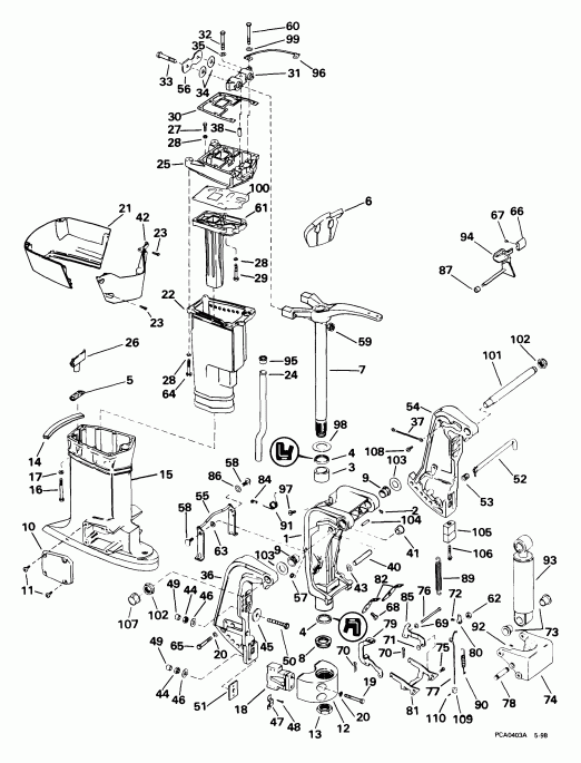 �������� ����� EVINRUDE E65WELEES 1999  - dsection - dsection