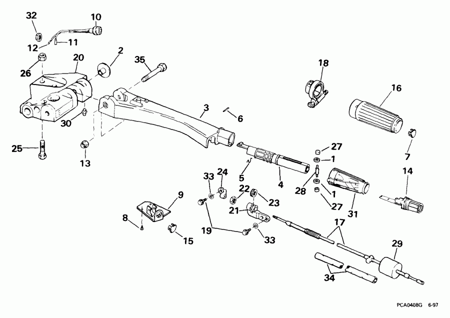 ��������� �������� ����� EVINRUDE E65WRYEEO 1999  - eering Handle / ee������ Handle