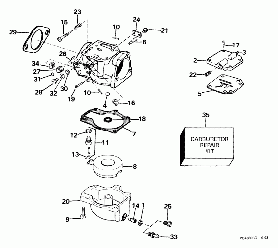 �������� ����� EVINRUDE E65WRYEES 1999  - rburetor - rburetor