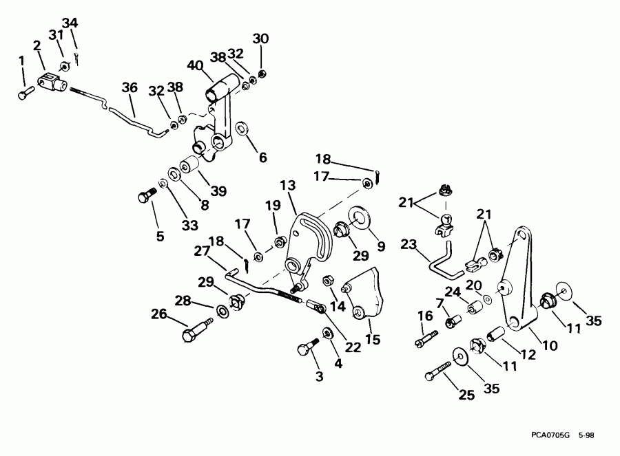 ��������� ����� Evinrude E65WRYEES 1999  - ift & Throttle Linkage