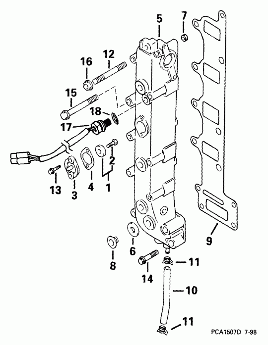 ��������� ����� Evinrude E70PL4EEC 1999  - haust ��������� - haust Manifold