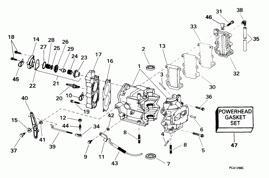 ��������� ��������� Evinrude E8DREEA 1999  - linder & Crankcase