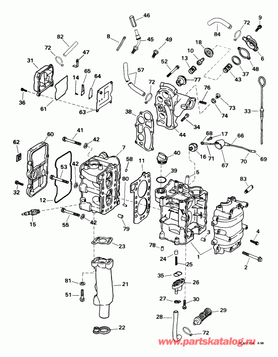 ����� EVINRUDE E8RB4EEM 1999  - linder & ������ ��������� - linder & Crankcase