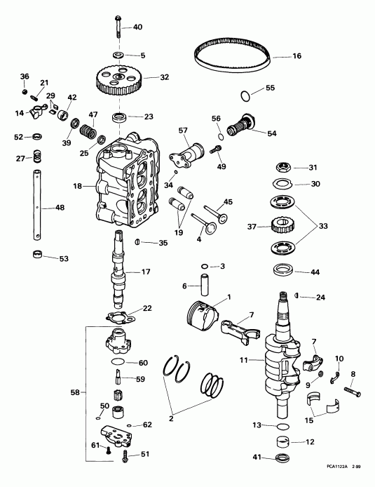 ��������� ��������� ������� E8RB4EEM 1999  - linder Head & Crankshaft - linder Head & ��������
