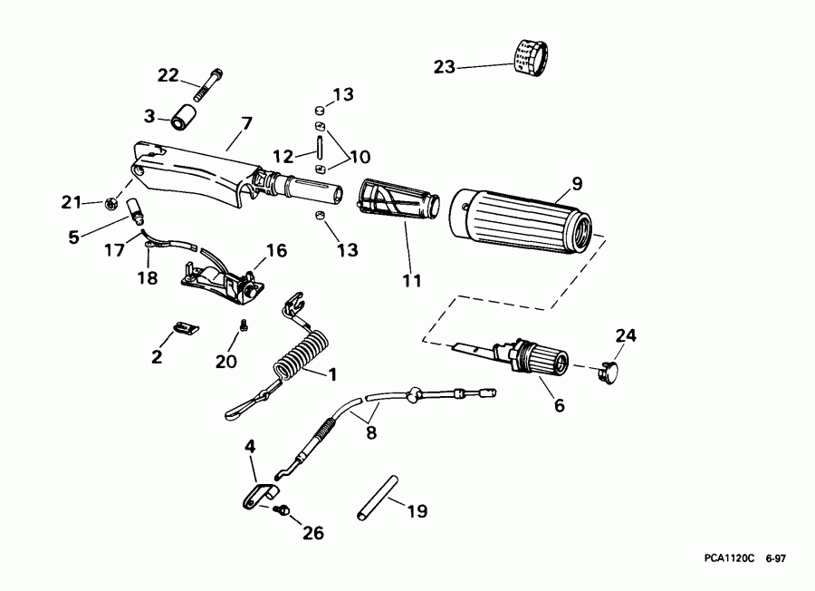 ��������� �������� ����� Evinrude E8RBL4EEM 1999  - eering Handle / ee������ Handle