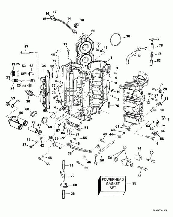 �������� ��������� ����� Evinrude E90FPLEEN 1999  - linder & ������ ��������� / linder & Crankcase