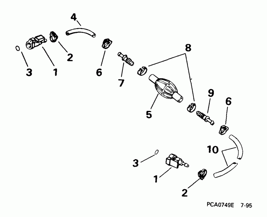 ��������� �������� ����� EVINRUDE SE25RDEEN 1999  - 5 / 16 ���� I.d. -  5/16 In. I.d.