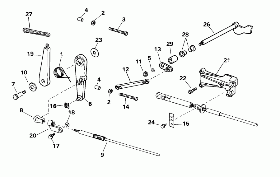 ��������� Evinrude BE35ARSSM 3 Cyl, Rope Start, Tiller, 15   - rottle Linkage / rottle ��������� ��������