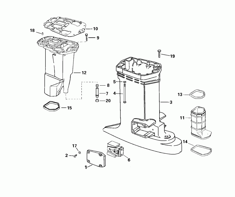 �������� ��������� ����� EVINRUDE E100WPXSSR Commercial, Elec. Start, TNT,  - haust ������ - haust Housing