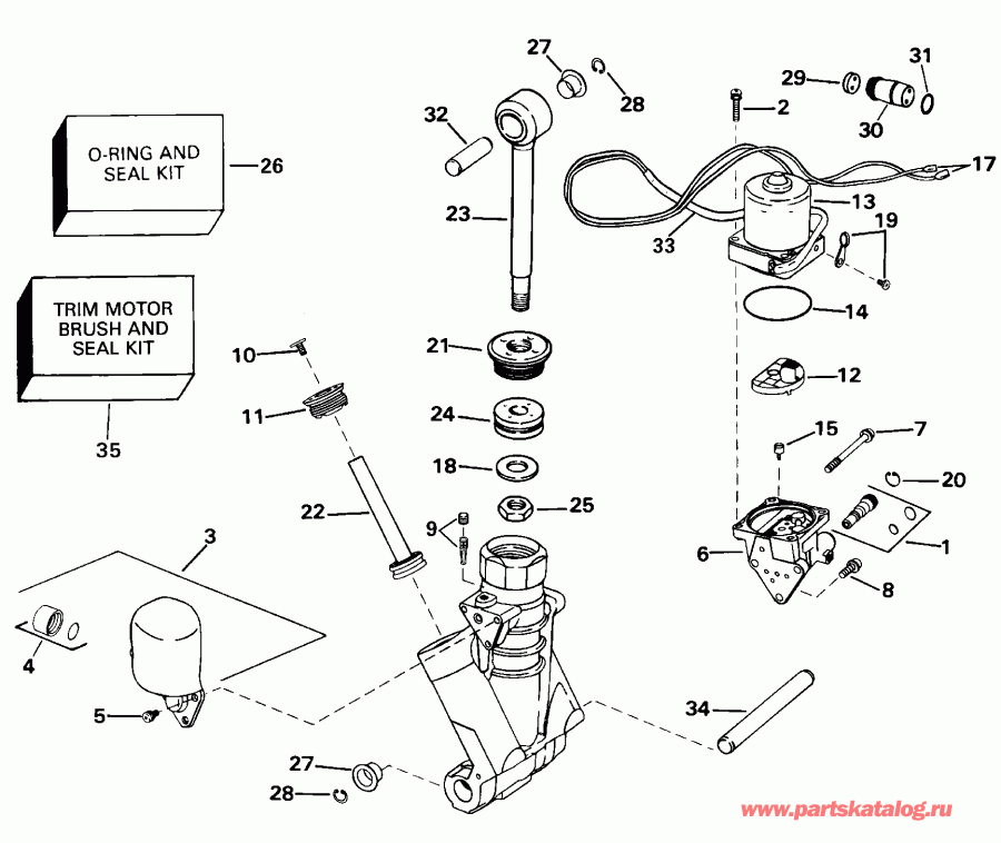 ����� EVINRUDE E100WPXSSR Commercial, Elec. Start, TNT,  - wer Trim/tilt Hydraulic Assembly - wer Trim / tilt Hydraulic Assembly