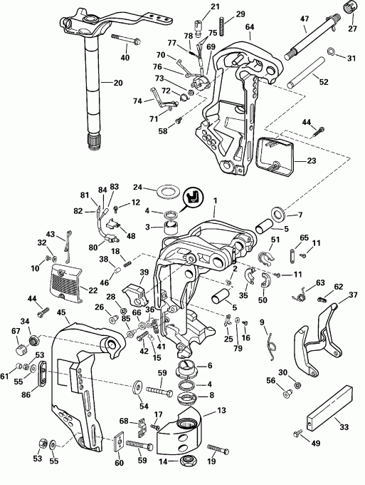 ����� EVINRUDE E100WPXSSR Commercial, Elec. Start, TNT,  - dsection
