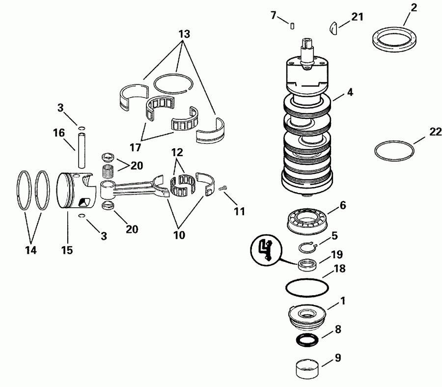 �������� ����� ������� E105WELSSC Commercial, Elec. Start, 20 I  - ankshaft & Piston - ank��� & �������
