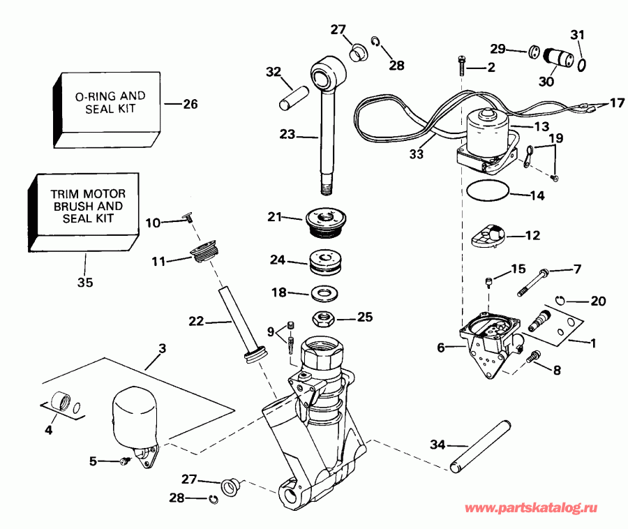 ��������� ��������� EVINRUDE E105WPXSSC Commercial, Elec. Start, TNT,  - wer Trim / tilt Hydraulic Assembly - wer Trim/tilt Hydraulic Assembly