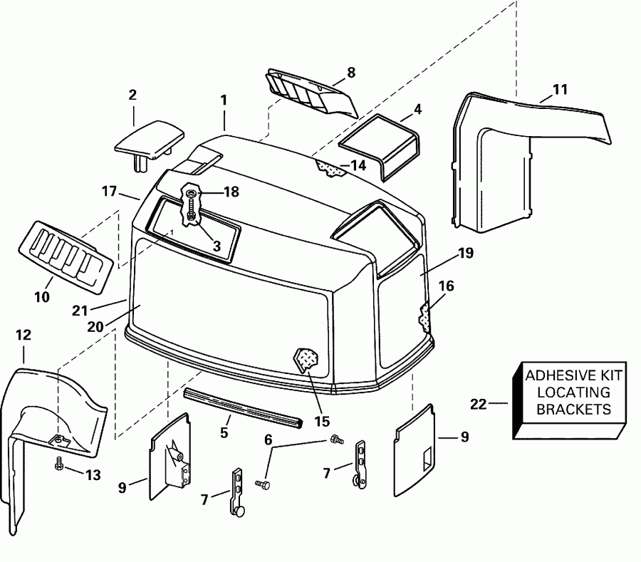 �������� ����� Evinrude E105WRLSSC Commercial, Rope Start, 20 IN  - gine Cover - gine ������