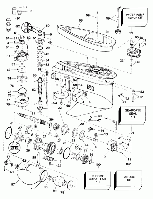 ����� EVINRUDE E105WRLSSC Commercial, Rope Start, 20 IN  - arcase