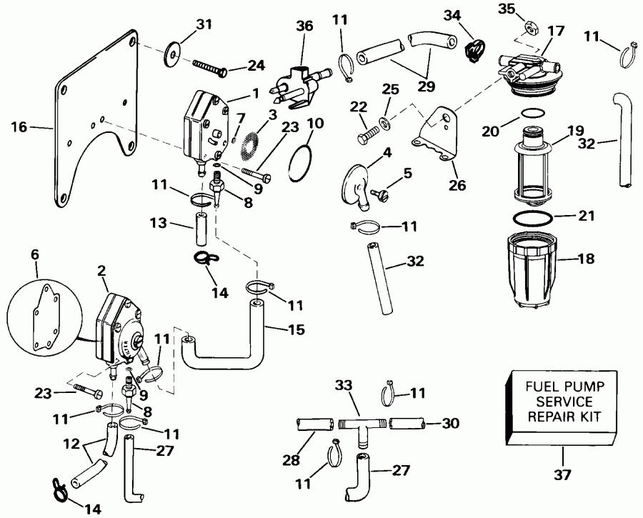 �������� ����� EVINRUDE E105WRYSSC Commercial, Rope Start, 22.5   - el Pump & Filter / el ����� & ������