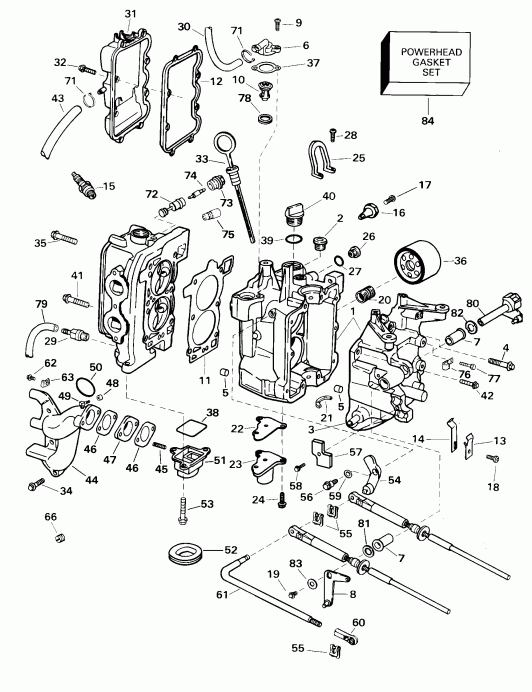  Evinrude E15R4SSE 4-Stroke, Rope Start, Tiller, 1  - linder &   / linder & Crankcase