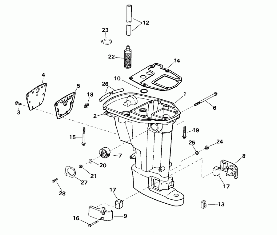  Evinrude E15RV4SSS 4-Stroke, Rope Start, Tiller,   - haust  / haust Housing