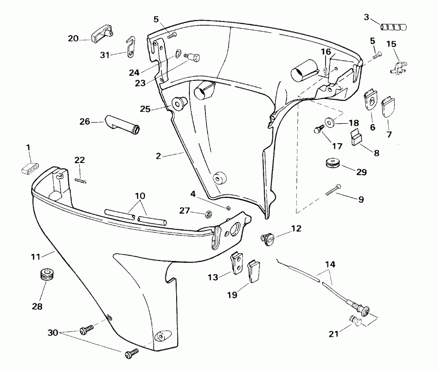 ����� EVINRUDE E15RVL4SSS 4-Stroke, Rope Start, Tiller,  - wer ������ ��������� (�����) - wer Engine Cover
