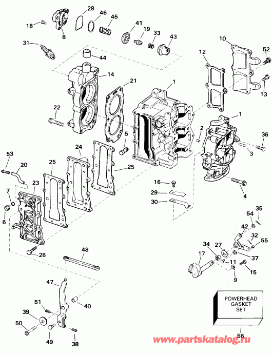 ��������� Evinrude E15WRLSSC Commercial, Rope Start, Tiller  - linder & ������ ��������� / linder & Crankcase