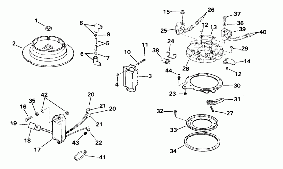 ����� EVINRUDE E15WRSSC Commercial, Rope Start, Tiller,  - nition / nition