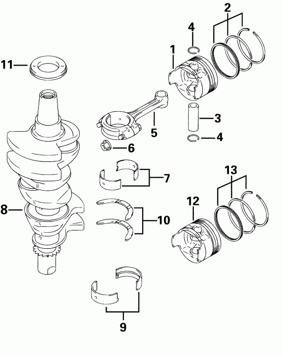 ��������� �������� ����� EVINRUDE E25R4SSS 4-Stroke, Rope Start, Tiller, 1  - ankshaft / ank���