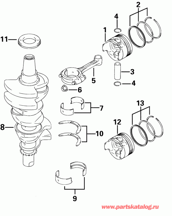 ��������� ��������� Evinrude E30R4SSS 4-Stroke, Rope Start, Tiller, 1  - ank��� / ankshaft