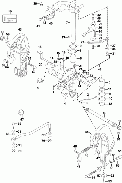 ��������� EVINRUDE E30R4SSS 4-Stroke, Rope Start, Tiller, 1  - ern & Swivel Bracket - ern & ���������� ���������