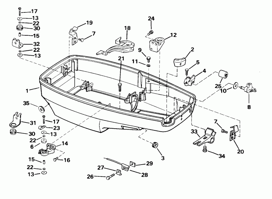 ��������� �������� ����� EVINRUDE E40WRLSSC Commercial, Rope Start, Tiller  - wer Engine Cover - wer ������ ��������� (�����)