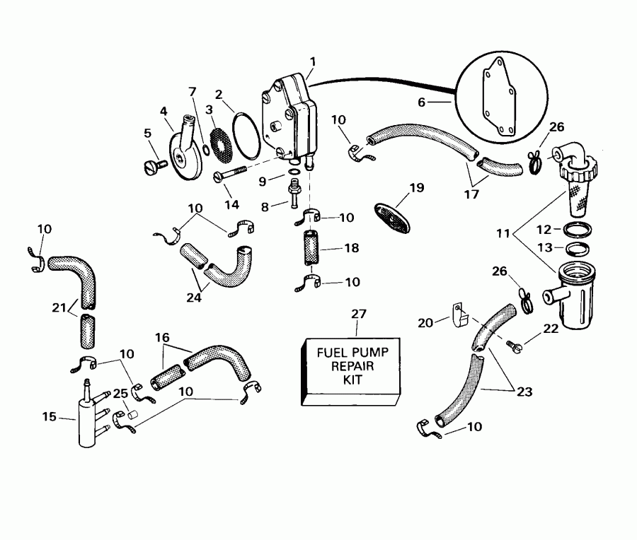 ��������� �������� ����� Evinrude E40WRSSC Commercial, Rope Start, Tiller,  - el Pump And Filter