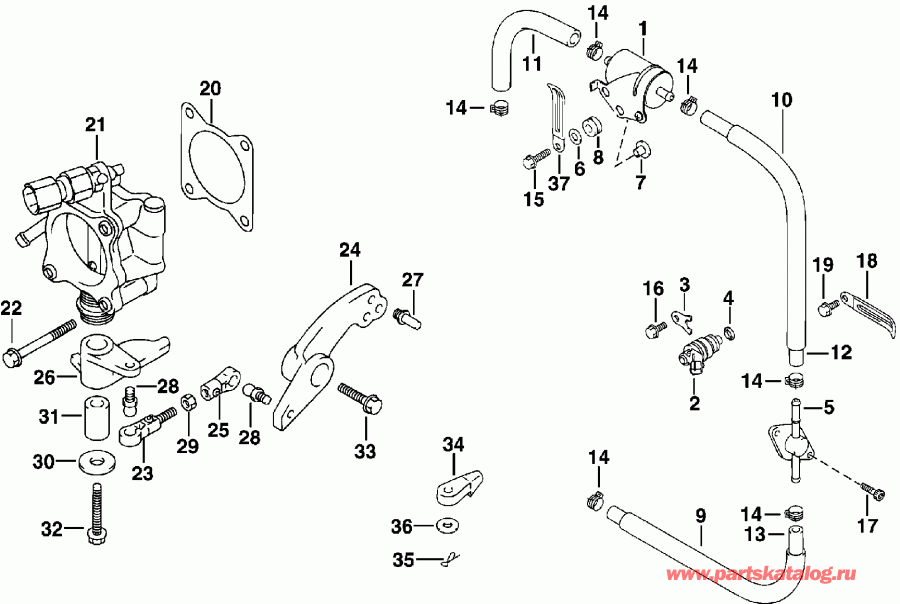 ����� ������� E50PL4SSC 4-Stroke, Elec Start, TNT, 20   - jector & �������� ���� - jector & Throttle Body