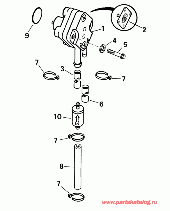��������� ����� EVINRUDE E5R4SSB 4-Stroke, Rope Start, Tiller, 15  - el Pump - el �����