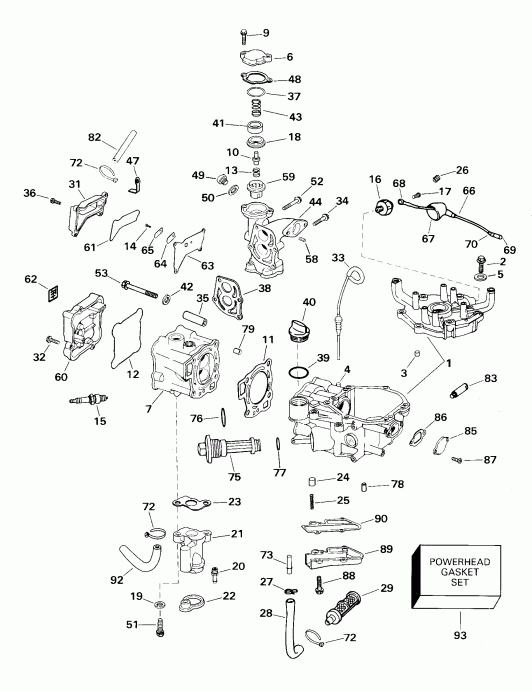 ��������� �������� ����� Evinrude E5RL4SSB 4-Stroke, Rope Start, Tiller, 2  - linder � ������ ��������� - linder And Crankcase