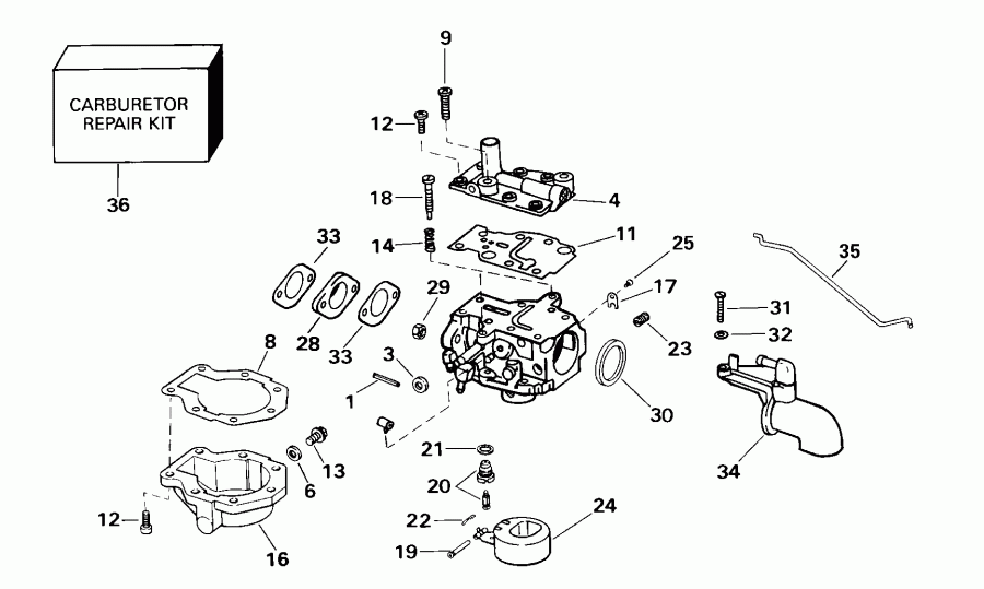 �������� ��������� ����� EVINRUDE E8R4SSB 4-Stroke, Rope Start, Tiller, 15  - rburetor / rburetor