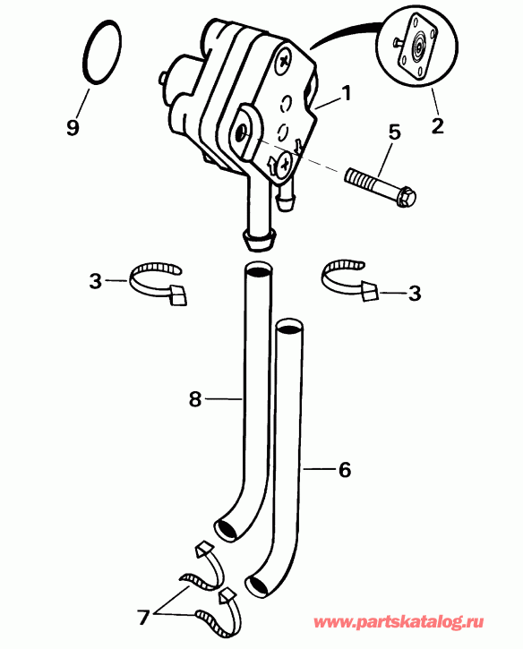 ����� Evinrude E8R4SSB 4-Stroke, Rope Start, Tiller, 15  - el ����� - el Pump