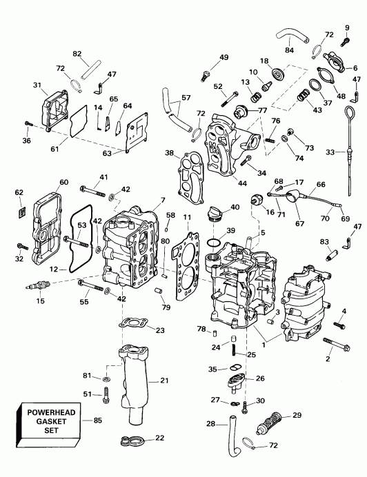 �������� ����� ������� E8RL4SSB 4-Stroke, Rope Start, Tiller, 2  - linder And Crankcase / linder � ������ ���������