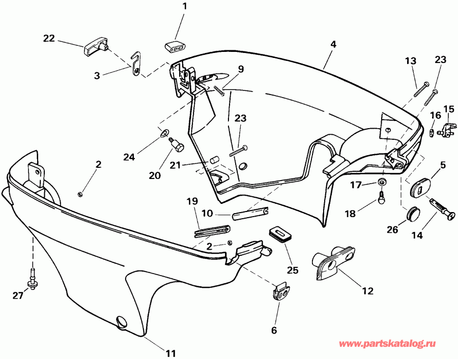 ����� Evinrude E8RL4SSB 4-Stroke, Rope Start, Tiller, 2  - wer Engine Cover / wer ������ ��������� (�����)