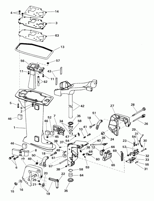 ��������� Evinrude E8WRLSSC Commercial, Rope Start, Tiller,  - dsection