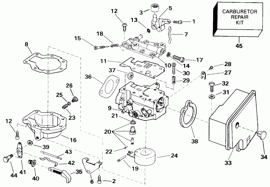 ��������� ����� Evinrude E8WRSSC Commercial, Rope Start, Tiller,   - rburetor