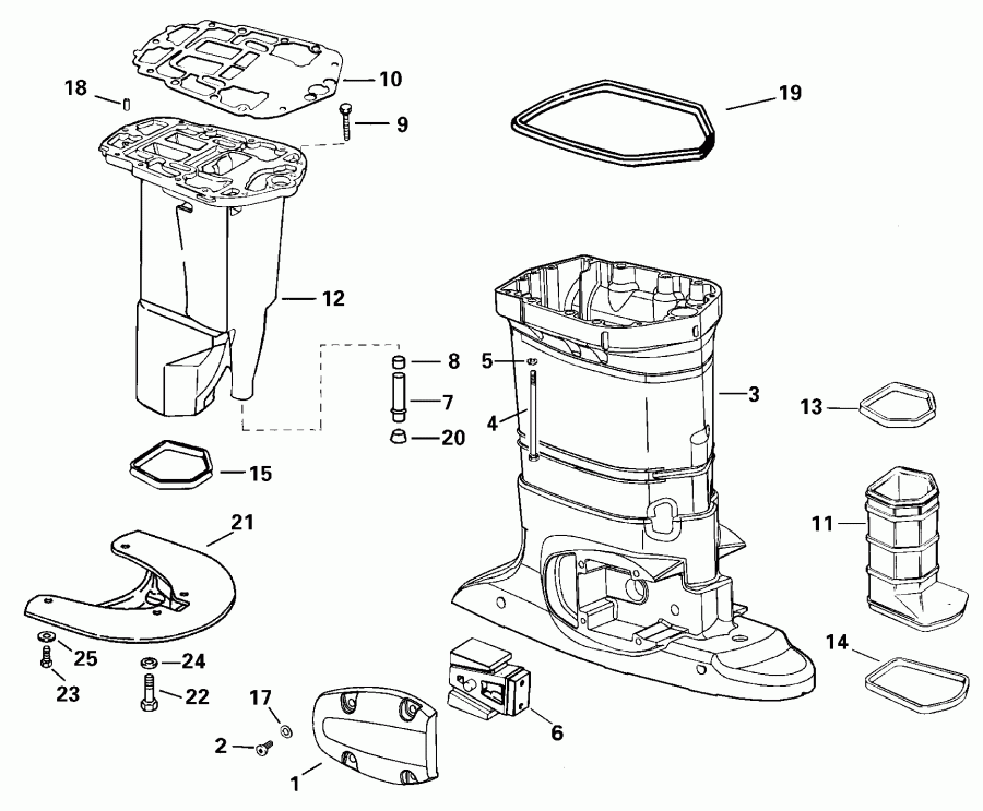 ��������� ��������� EVINRUDE E90FPLSSR FFI, Elec Start, TNT, 20 IN. s  - haust Housing - haust ������