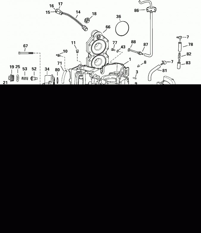 ��������� ����� EVINRUDE RE115FXSSR FFI, Elec Start, TNT, 25 IN.   - linder & Crankcase / linder & ������ ���������