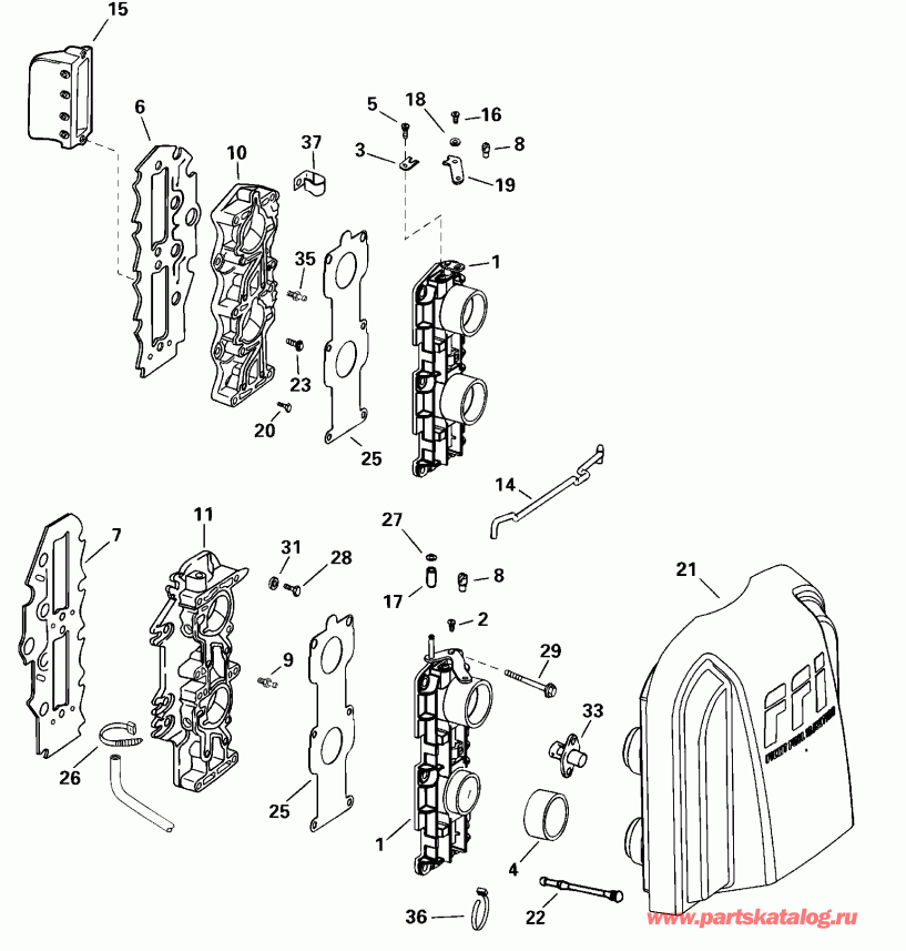 ��������� ��������� Evinrude RE75FPLSSH FFI, Elec Start, TNT, 20 IN.   - take ��������� / take Manifold