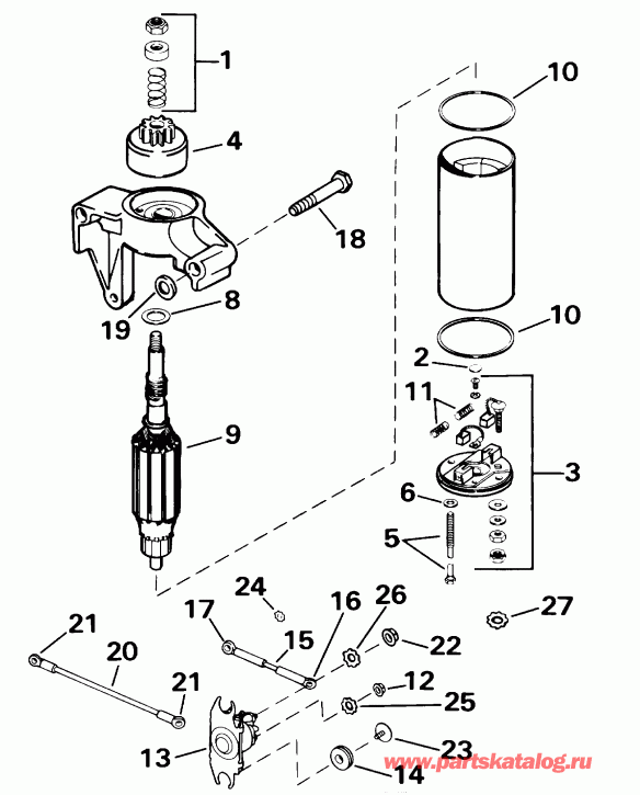 ����� EVINRUDE SE15BASSB Rope Start, Tiller, 15 IN. sha  - arter Motor & Solenoid - arter Motor & Solenoid