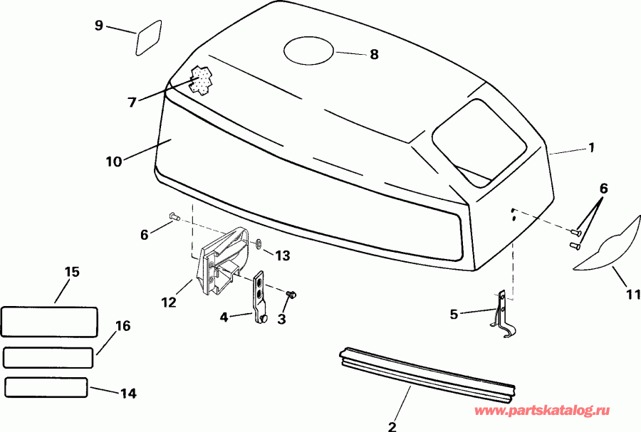  Evinrude SE15BASSB Rope Start, Tiller, 15 IN. sha  - gine Cover