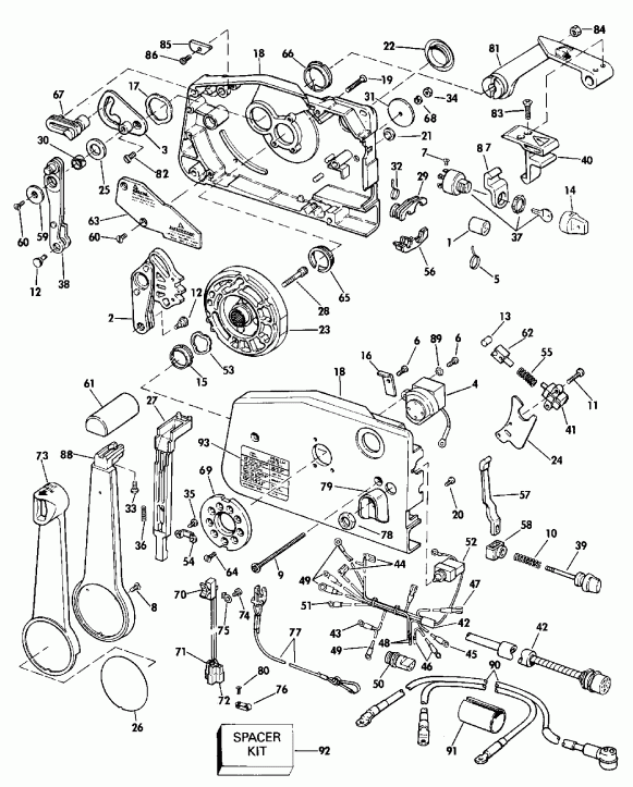  EVINRUDE E100WTLESM 1990  - mote Control - mote 