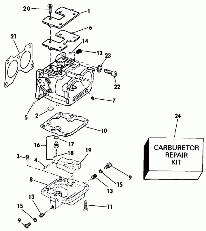 ��������� �������� ����� EVINRUDE E100WTXESM 1990  - rburetor - rburetor