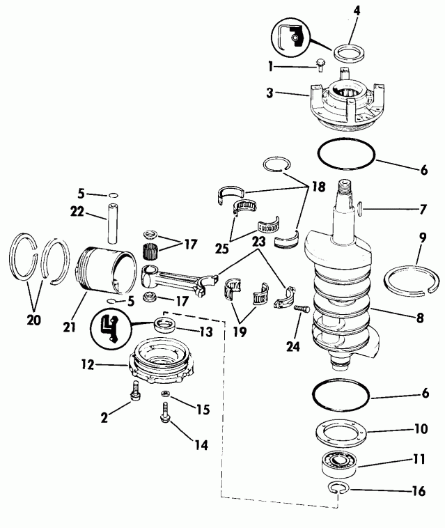  ������� E100WTXESM 1990  - ankshaft & Piston - ank��� & �������