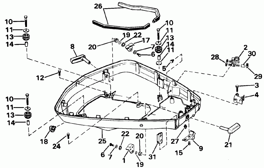 ��������� EVINRUDE E100WTXESM 1990  - wer ������ ��������� (�����) / wer Engine Cover