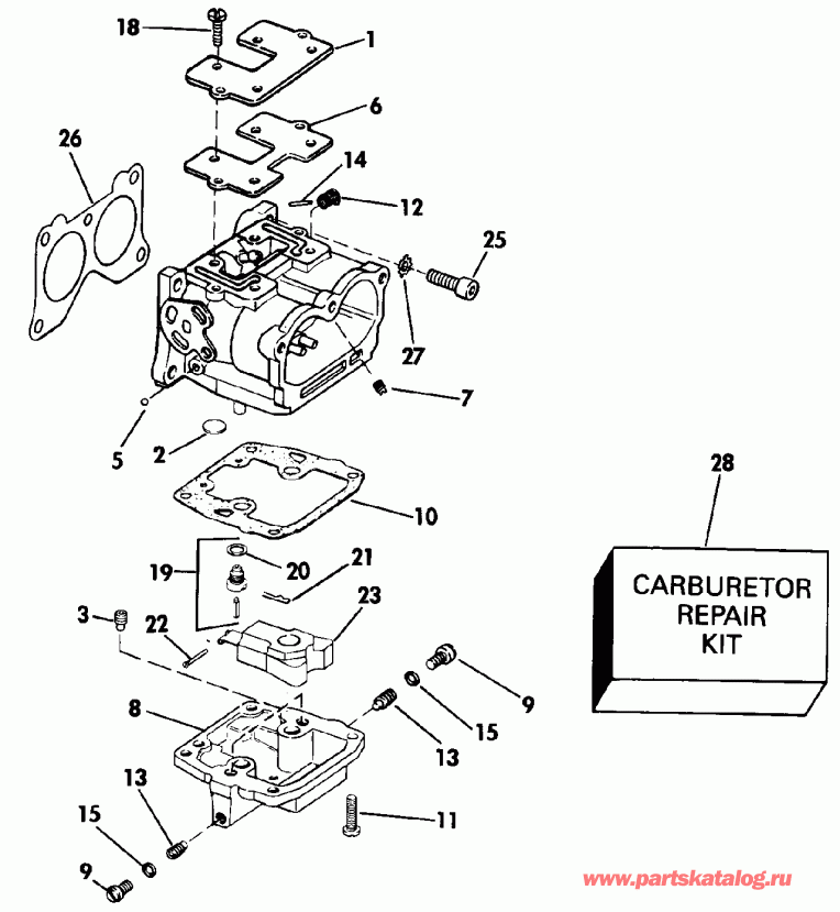 ��������� ����� Evinrude E115TXESB 1990  - rburetor / rburetor